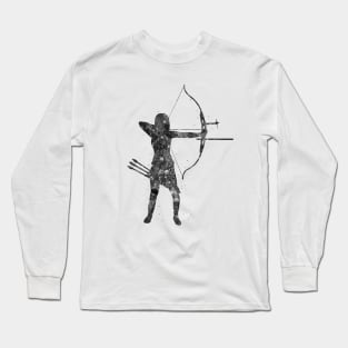 Archery girl black and white Long Sleeve T-Shirt